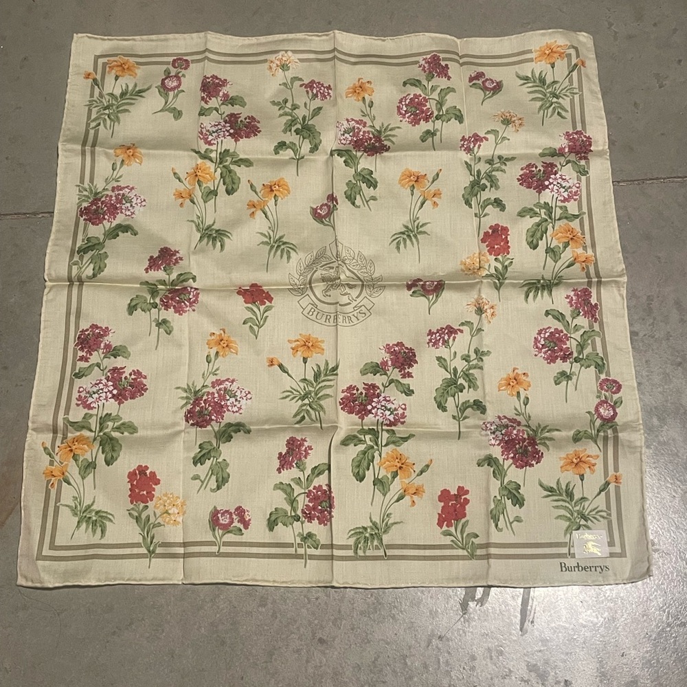 Burberry Floral Cotton Napkin in Cream with Pink & Yellow Blooms